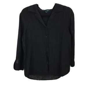 Lauren Ralph Lauren Women's 100% Linen Top M 3/4 S
